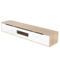 High Gloss Modern TV Stand with LED Lights, Versatile Mounting Options, 180x35x30 cm, White(m-8)