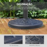 Outsunny Base para Chapéu de Sol Redonda Suporte para Chapéu de Sol de Resina para Mastros de 38mm e 48mm para Jardim Terraço Exterior Ø44x34cm Preto e Bronze(m-4)