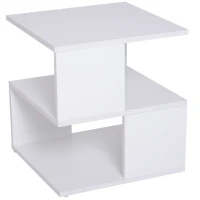 HOMCOM Mesa Auxiliar Mesa de Cabeceira de 2 Níveis com Prateleira de Armazenamento para Sala Quarto Estante 40x40x43 cm Branco(m-12)
