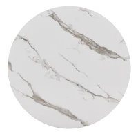Round Nesting Marble Coffee Table with Storage Drawers, High Gloss Tabletops, Golden Metal Frame, 70x70x45 cm/50x50x38.5 cm, White(m-15)