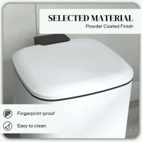 HOMCOM Coș de Gunoi de 12L cu Pedală, Închidere Silențioasă, din Metal și Plastic PP, 24,5x32x34,5 cm, Alb(m-6)