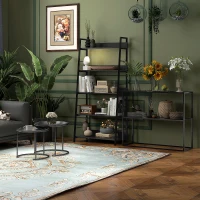 HOMCOM Set 2 Măsuțe de Cafea Suprapozabile, Măsuțe Joase Rotunde cu Tavă Detașabilă din Oțel, Ø 43x38 cm,  Negru(m-9)