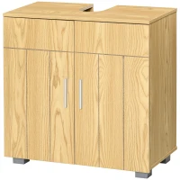 kleankin Móvel para Lavatório Pousar Armário Casa de Banho de Madeira com 2 Portas e Prateleira Interior Ajustável Moderno 60x30x60cm Madeira(m-11)