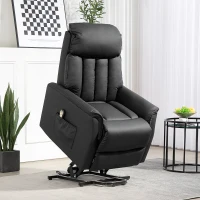 HOMCOM Fotoliu Electric Rabatabil până la 145° din Piele Ecologică cu Telecomandă, 80x94x104 cm, Negru(m-2)
