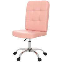 Vinsetto Armless Faux Leather Office Chair - Pink(m-11)