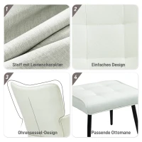 HOMCOM Fotel bujany z podnóżkiem, delikatny system bujania, imitacja lnu, 64 x 89 x 90 cm, kolor kremowy(m-5)