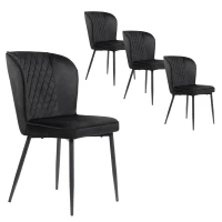 Ensemble de 4 rembourrés Chaises de salle à manger avec Dossier, Structure en Métal, Noir(m-2)