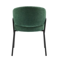 Chaise de Salle à Manger Moderne en tissu de sherpa avec Accoudoirs et Dossier Ergonomique, Pieds en Métal, rembourré Chaises, Vert foncé(m-9)