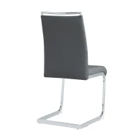 Set aus 6 modernen und ergonomischen Esszimmerstühlen mit hoher Rückenlehne aus Kunstleder und Stoff in Leinenoptik, Grau(m-6)