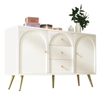 Crédence Élégante avec 2 Portes et 3 Tiroirs, Étagère Réglable, Meuble de Rangement pour Chambre à Coucher, Blanc Crème(m-11)