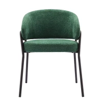 Chaise de Salle à Manger Moderne en tissu de sherpa avec Accoudoirs et Dossier Ergonomique, Pieds en Métal, rembourré Chaises, Vert foncé(m-11)