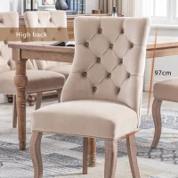 Ensemble de 6 rembourrés Chaises de salle à manger hors de velours avec plus haut Dossier et capiton à boutons, Beige(m-4)