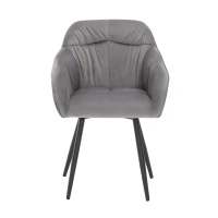 Ensemble de 4 élégants et modernes rembourré Chaises de salle à manger avec Accoudoirs, Revêtement en velours, Gris(m-11)