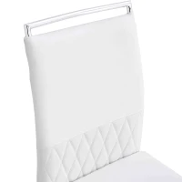 Set aus 4 modernen und ergonomischen Esszimmerstühlen mit hoher Rückenlehne aus Kunstleder und Stoff in Leinenoptik, Weiß(m-10)