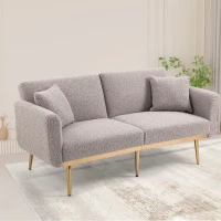 Canapé lit en tissu teddy pour 3 personnes avec Ajustable Postes, robustes Structure métallique, idéale pour Salon et chambre, 162x78x80 cm, Gris(m-1)