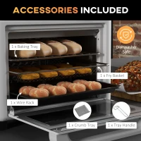 HOMCOM Cuptor Electric cu Funcție de Prăjire cu Aer, Temporizator și Temperatură Reglabilă, 33,5x32x32,5 cm, Alb(m-6)