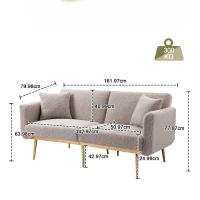 3-Sitzer-Teddystoff-Sofa, verstellbares Schlafsofa, bequem zum Sitzen oder Schlafen, für Wohnzimmer und Schlafzimmer, 162x78x80 cm, Grau(m-3)