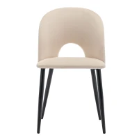Set aus 6 gepolsterten Esszimmerstühlen in Samtoptik, Rückenlehne mit Diamantmuster, Metallrahmen, Beige(m-5)