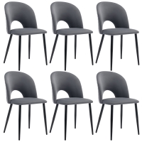 Ensemble de 6 rembourrés Chaises de salle à manger hors de velours avec diamanté Dossier et structure en métal, Gris