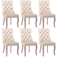 Ensemble de 6 rembourrés Chaises de salle à manger hors de velours avec plus haut Dossier et capiton à boutons, Beige(m-2)