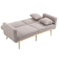 3-Sitzer-Teddystoff-Sofa, verstellbares Schlafsofa, bequem zum Sitzen oder Schlafen, für Wohnzimmer und Schlafzimmer, 162x78x80 cm, Grau(m-12)