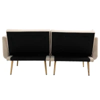 Canapé lit 3 places en velours avec Ajustable Postes, robustes Structure métallique, idéale pour Salon et chambre, 162x78x80 cm, Beige(m-8)