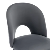 Set aus 6 gepolsterten Esszimmerstühlen in Samtoptik, Rückenlehne mit Diamantmuster, Metallrahmen, Grau(m-8)