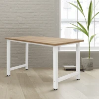 Bureau Informatique Moderne pour Bureau et Gaming, Structure en Acier Chromé et Pieds Réglables, Couleur Naturelle(m-4)