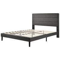 Bettgestell 140x200 Modernes Doppelbett mit Lattenrost und gepolstertem Kopfteil für moderne Schlafzimmer Dunkelgrau(m-12)