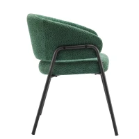 Chaise de Salle à Manger Moderne en tissu de sherpa avec Accoudoirs et Dossier Ergonomique, Pieds en Métal, rembourré Chaises, Vert foncé(m-10)