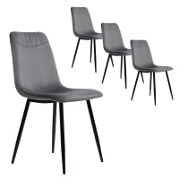 Ensemble de 4 rembourrés Chaises de salle à manger en velours avec Dossier, Structure en Métal et design ergonomique, Gris(m-2)