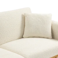 3-Sitzer-Teddystoff-Sofa, verstellbares Schlafsofa, bequem zum Sitzen oder Schlafen, für Wohnzimmer und Schlafzimmer, 162x78x80 cm, Weiß(m-5)