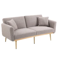 3-Sitzer-Teddystoff-Sofa, verstellbares Schlafsofa, bequem zum Sitzen oder Schlafen, für Wohnzimmer und Schlafzimmer, 162x78x80 cm, Grau(m-10)