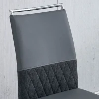 Set aus 6 modernen und ergonomischen Esszimmerstühlen mit hoher Rückenlehne aus Kunstleder und Stoff in Leinenoptik, Grau(m-8)