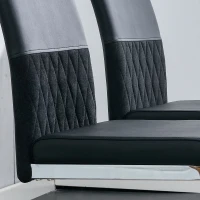 Set aus 4 modernen und ergonomischen Esszimmerstühlen mit hoher Rückenlehne aus Kunstleder und Stoff in Leinenoptik, Schwarz(m-10)