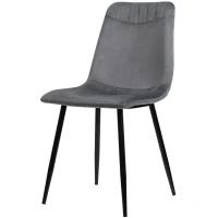 Ensemble de 4 rembourrés Chaises de salle à manger en velours avec Dossier, Structure en Métal et design ergonomique, Gris(m-8)