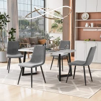 Ensemble de 4 rembourrés Chaises de salle à manger en velours avec Dossier, Structure en Métal et design ergonomique, Gris(m-1)