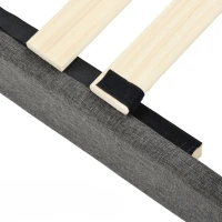 Bettgestell 140x200 Modernes Doppelbett mit Lattenrost und gepolstertem Kopfteil für moderne Schlafzimmer Dunkelgrau(m-8)
