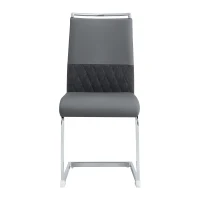 Set aus 6 modernen und ergonomischen Esszimmerstühlen mit hoher Rückenlehne aus Kunstleder und Stoff in Leinenoptik, Grau(m-5)