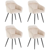 Ensemble de 4 rembourrés Chaises de salle à manger avec Accoudoirs, Confortables Tapisserie d'ameublement, Design élégant et Moderne, Beige(m-2)