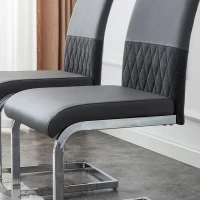 Set aus 6 modernen und ergonomischen Esszimmerstühlen mit hoher Rückenlehne aus Kunstleder und Stoff in Leinenoptik, Grau(m-9)