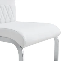 Set aus 6 modernen und ergonomischen Esszimmerstühlen mit hoher Rückenlehne aus Kunstleder und Stoff in Leinenoptik, Weiß(m-8)