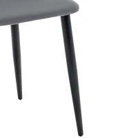 Set aus 6 gepolsterten Esszimmerstühlen in Samtoptik, Rückenlehne mit Diamantmuster, Metallrahmen, Grau(m-10)