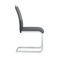 Set aus 6 modernen und ergonomischen Esszimmerstühlen mit hoher Rückenlehne aus Kunstleder und Stoff in Leinenoptik, Grau(m-7)