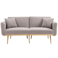 3-Sitzer-Teddystoff-Sofa, verstellbares Schlafsofa, bequem zum Sitzen oder Schlafen, für Wohnzimmer und Schlafzimmer, 162x78x80 cm, Grau(m-2)