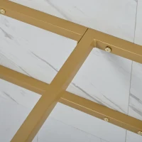 Moderner rechteckiger Esstisch mit MDF-Tischplatte in Marmoroptik in L-Form, 140x80x75 cm, Weiß+Golden(m-7)