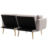 3-Sitzer-Teddystoff-Sofa, verstellbares Schlafsofa, bequem zum Sitzen oder Schlafen, für Wohnzimmer und Schlafzimmer, 162x78x80 cm, Grau(m-8)