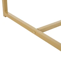 Moderner rechteckiger Esstisch mit MDF-Tischplatte in Marmoroptik in L-Form, 140x80x75 cm, Weiß+Golden(m-8)