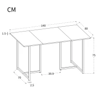 Moderner rechteckiger Esstisch mit MDF-Tischplatte in Marmoroptik in L-Form, 140x80x75 cm, Weiß+Golden(m-3)