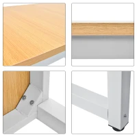 Bureau Informatique Moderne pour Bureau et Gaming, Structure en Acier Chromé et Pieds Réglables, Couleur Naturelle(m-7)